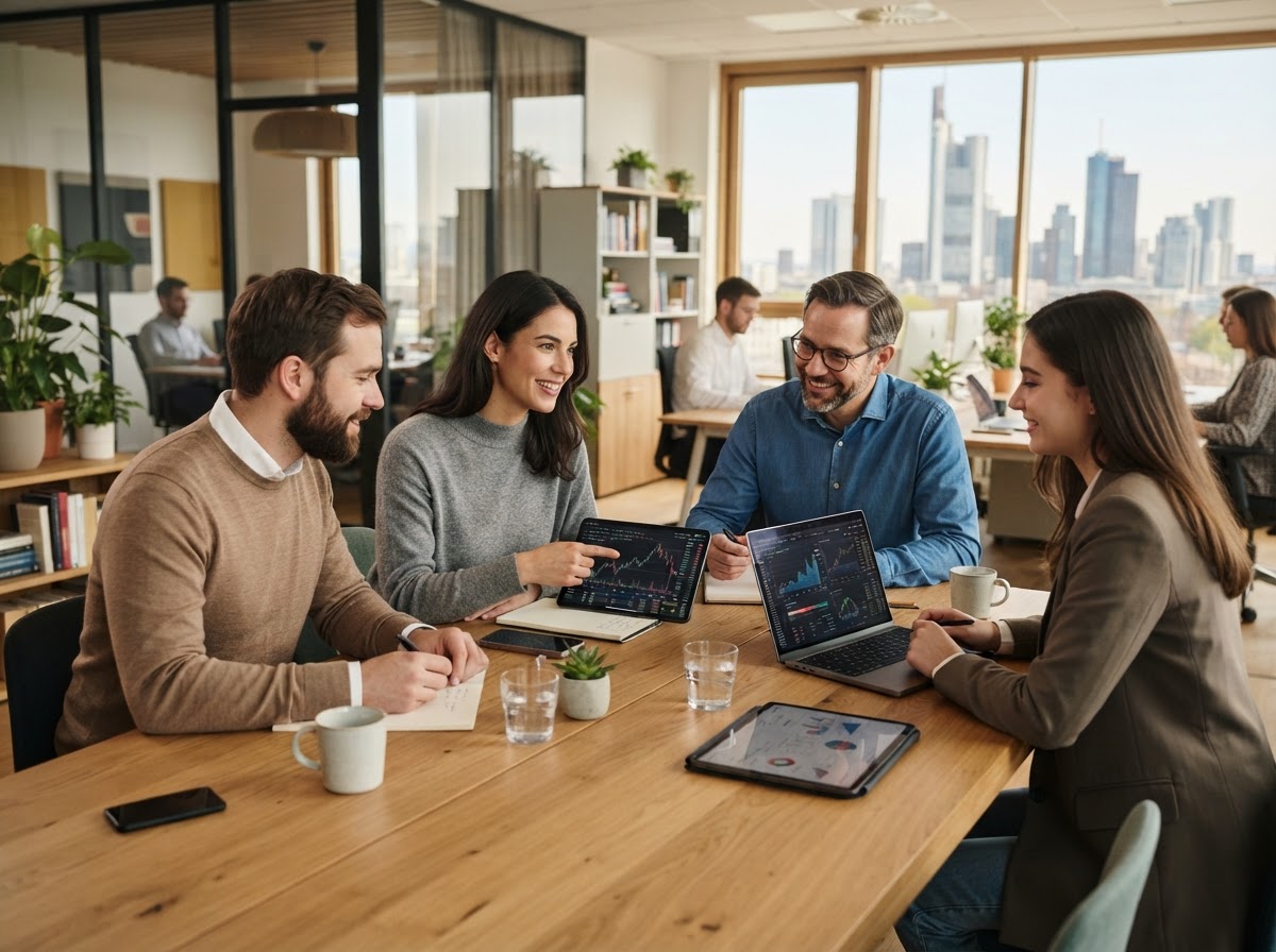 Deutsche Kapital Team bei der Analyse von Echtzeit-Marktdaten